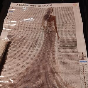 Elegant Beaded Bridal Gown Diamond Art Paint Kit 30x40